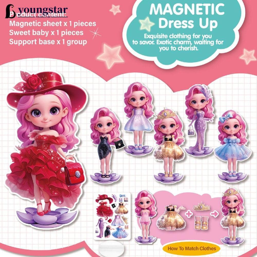 Brinquedo de Vestir Princesa Magnética Youxing Conjunto de Brinquedos de Viagem para Meninas Jo QGWC