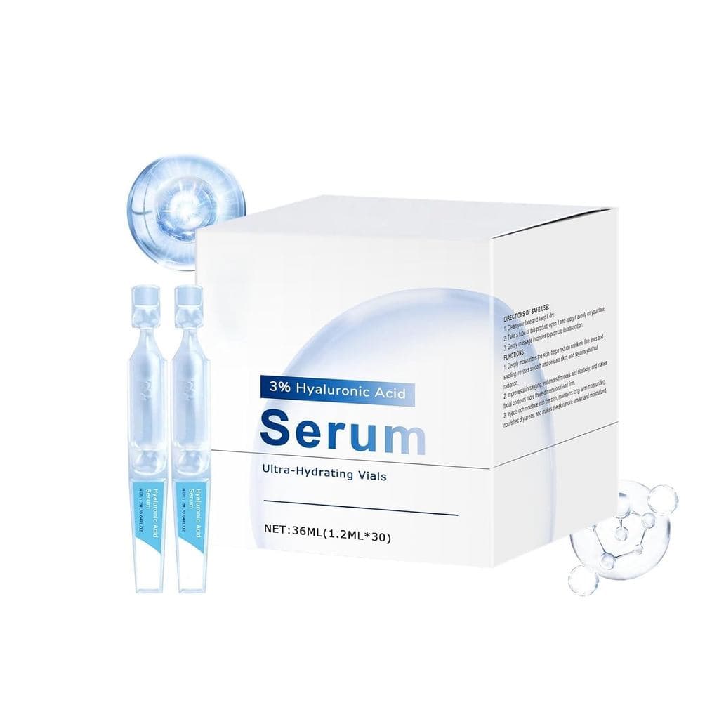 Sérum de Ácido Hialurônico, 30 Frascos de Uso Único, Sérum Facial Ultra Hidratante e Antienvelhecimento para Pele Seca e
