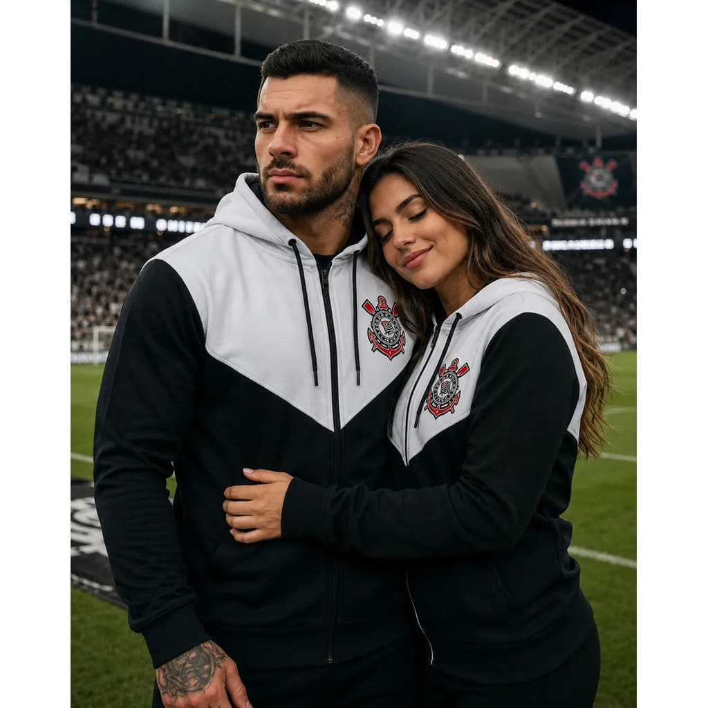 Kit 2 Jaquetas Corinthians Timão Esportivas Capuz Torcida