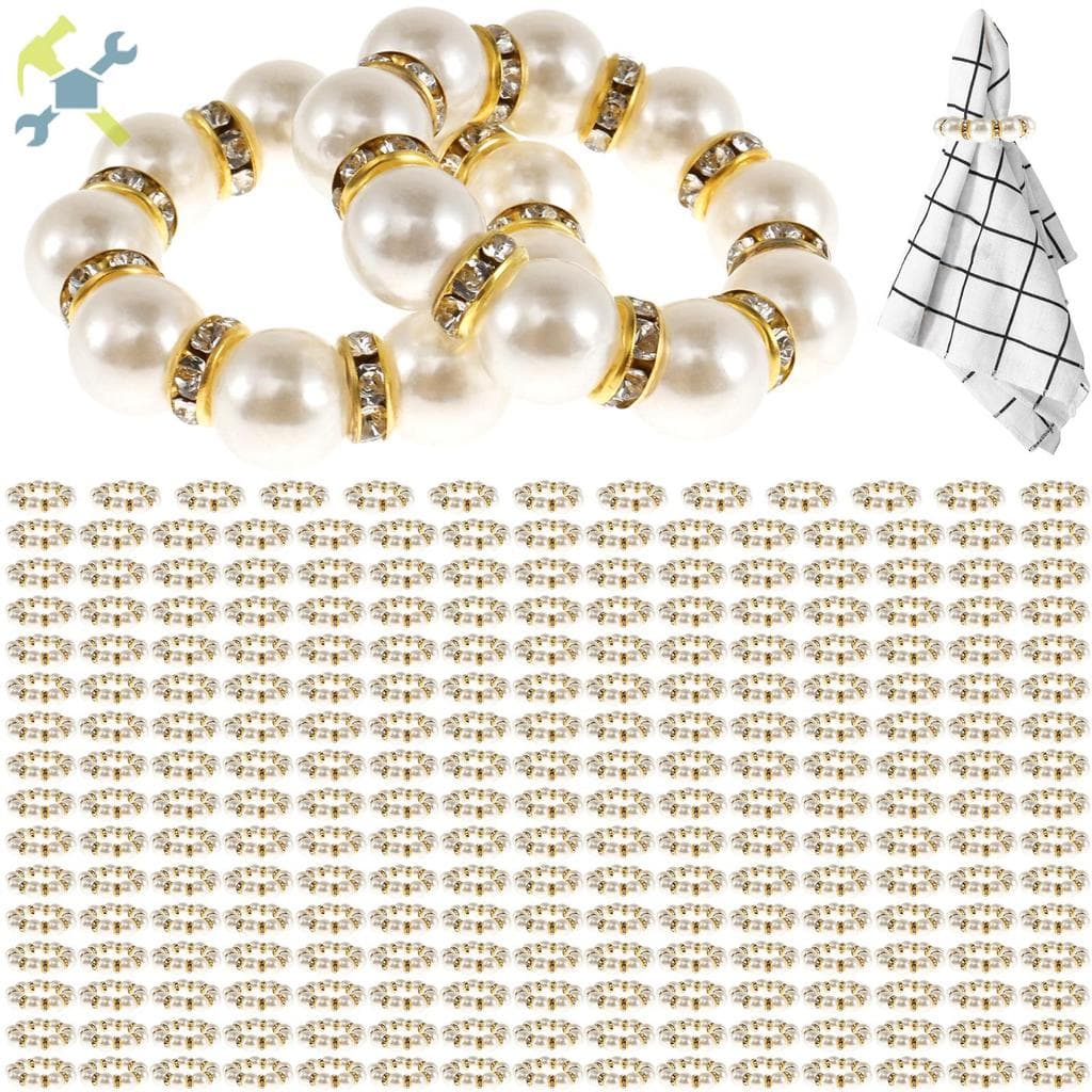 240 Pçs Anéis De Guardanapo De Pérola Elegante Frisado Titular 4cm Esticado Strass Decorativos Guardanapos SHOPCYC5957