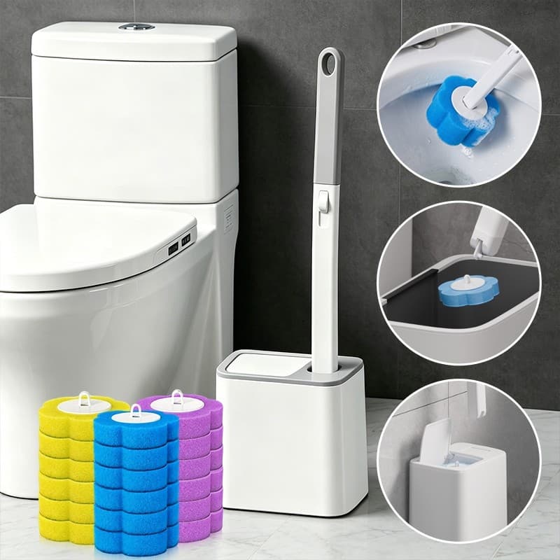 Escova Descartável para Vaso Sanitário com 18 Refis e Suporte de Parede – Limpeza Prática e Higiênica para Banheiro