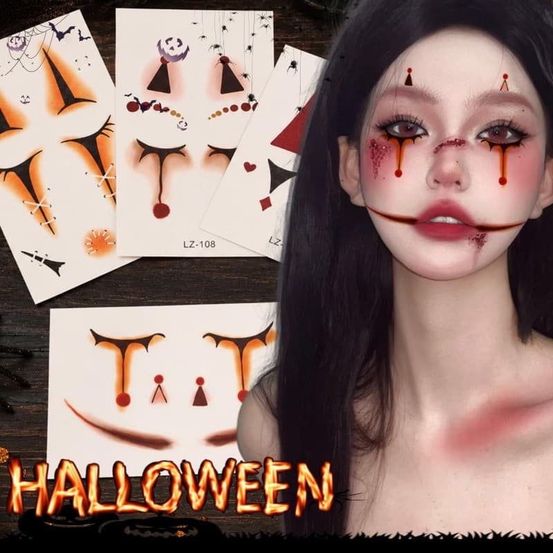 [Decoração De Halloween] Patch De Terror Autoadesivo-Adesivo De Rosto De Festa De Escuridão-Arte DIY-Decalques De Cospla