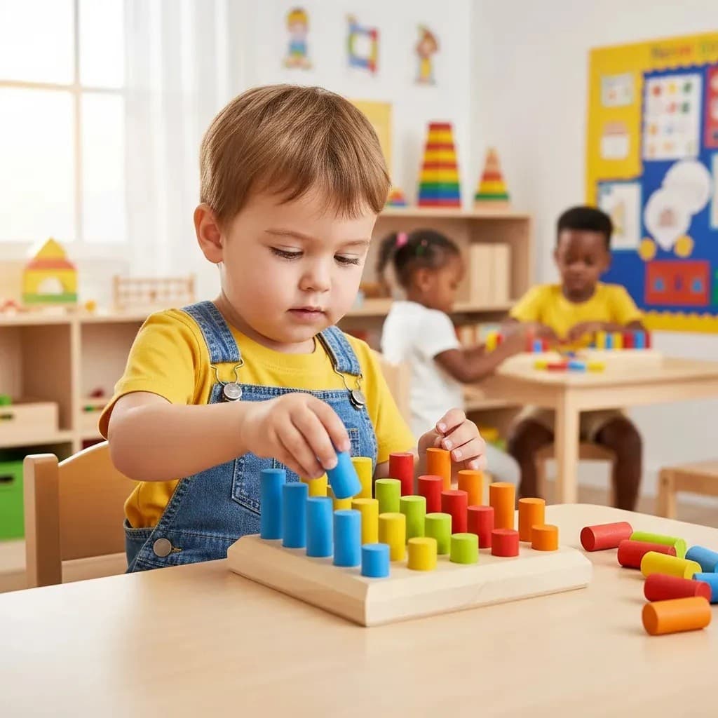 Pinos de Encaixe Brinquedo Educativo Infantil em Madeira Pedagógico