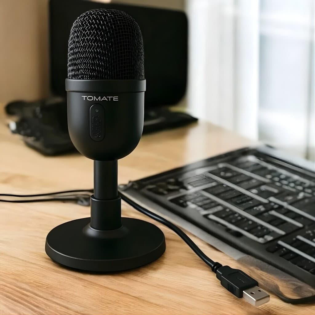 Microfone Usb Tomate Profissional Podcast Gamer Mesa Preto