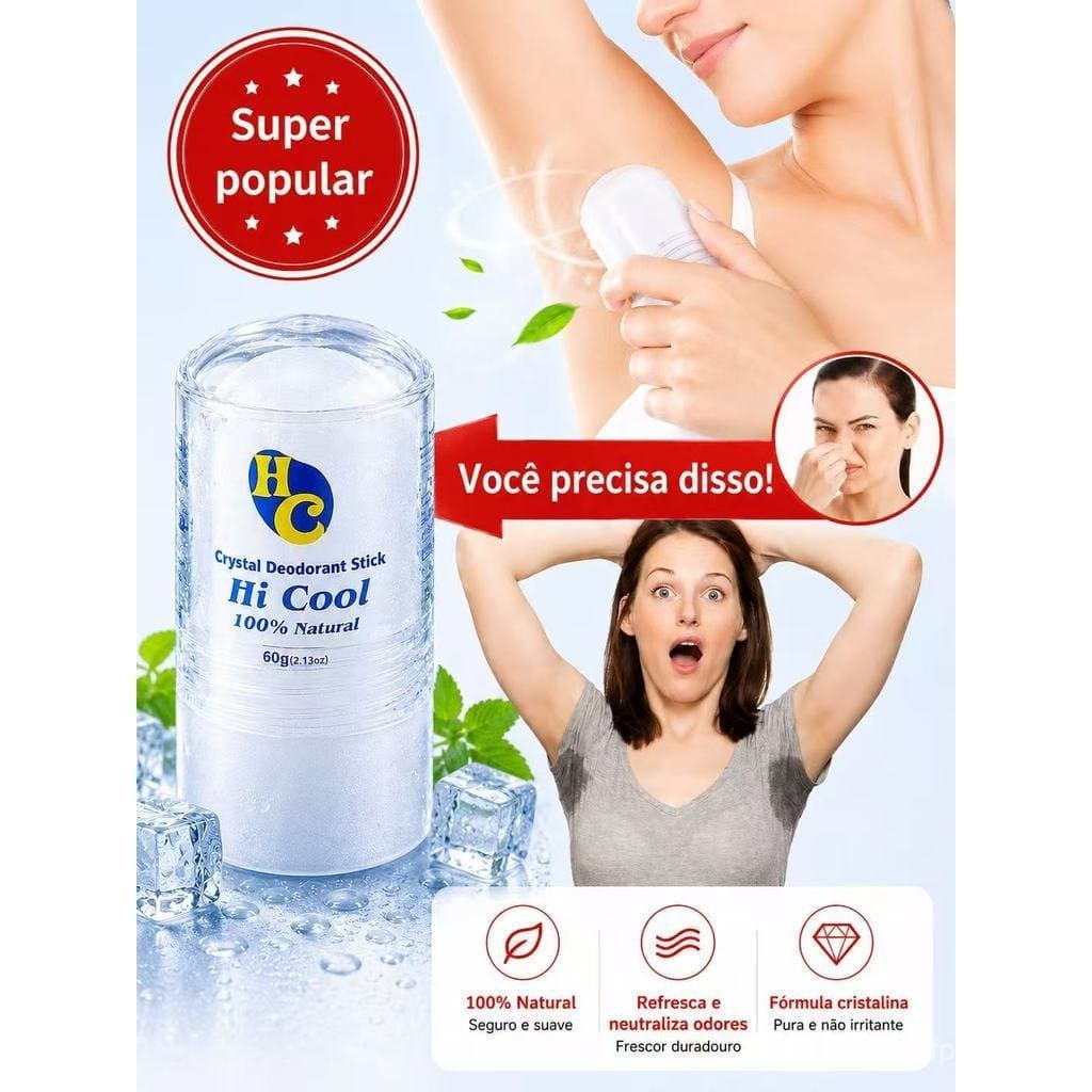 Pedra De Sal De Cristal Desodorante Natural 60g Unissex Hi Cool , Anti Odor/Mau Sem Alumínio