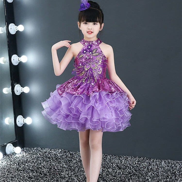 [YCF] Pettiskirt de jardim de infância para meninas saia de gaze de lantejoulas fantasia de dança vestido de princesa, Y