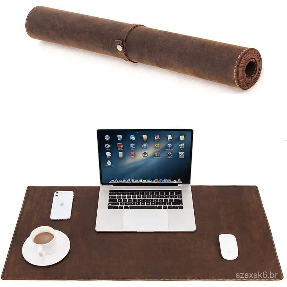 Protetor de Mesa em Couro, Mouse Pad, Tapete de Mesa para Escritório, Base de Mesa em Couro Genuíno Antiderrapante, Base