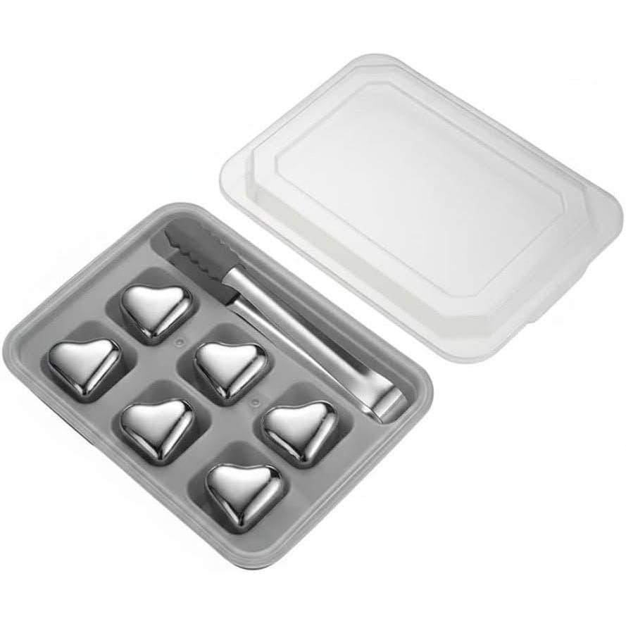 Cubos de Gelo Premium em Forma de Coração de Aço Inoxidável 304 - Pedras de Resfriamento Reutilizáveis que Não Diluem a
