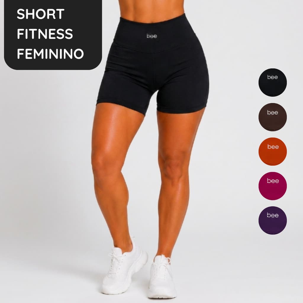 Short Fitness Feminino Cós Alto Zero Transparência Compressão Academia Treino Cintura Modeladora Confortável Bee