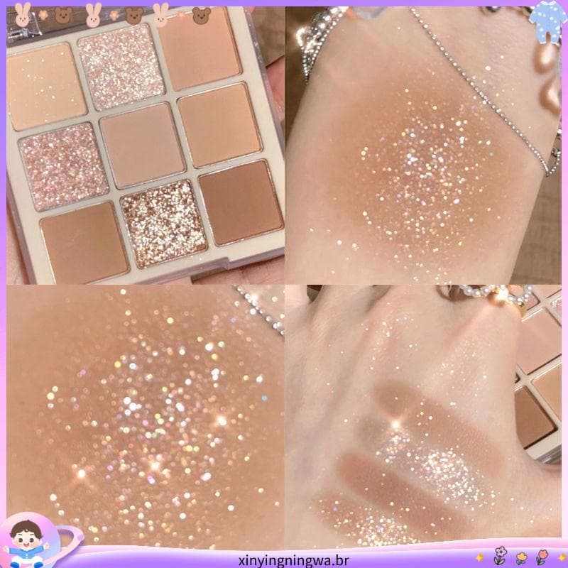 Coleção de 2.10.000 pessoas Ping Alternativa Coreana Paleta de sombras de nove cores 03 Paleta de chá de leite de aveia