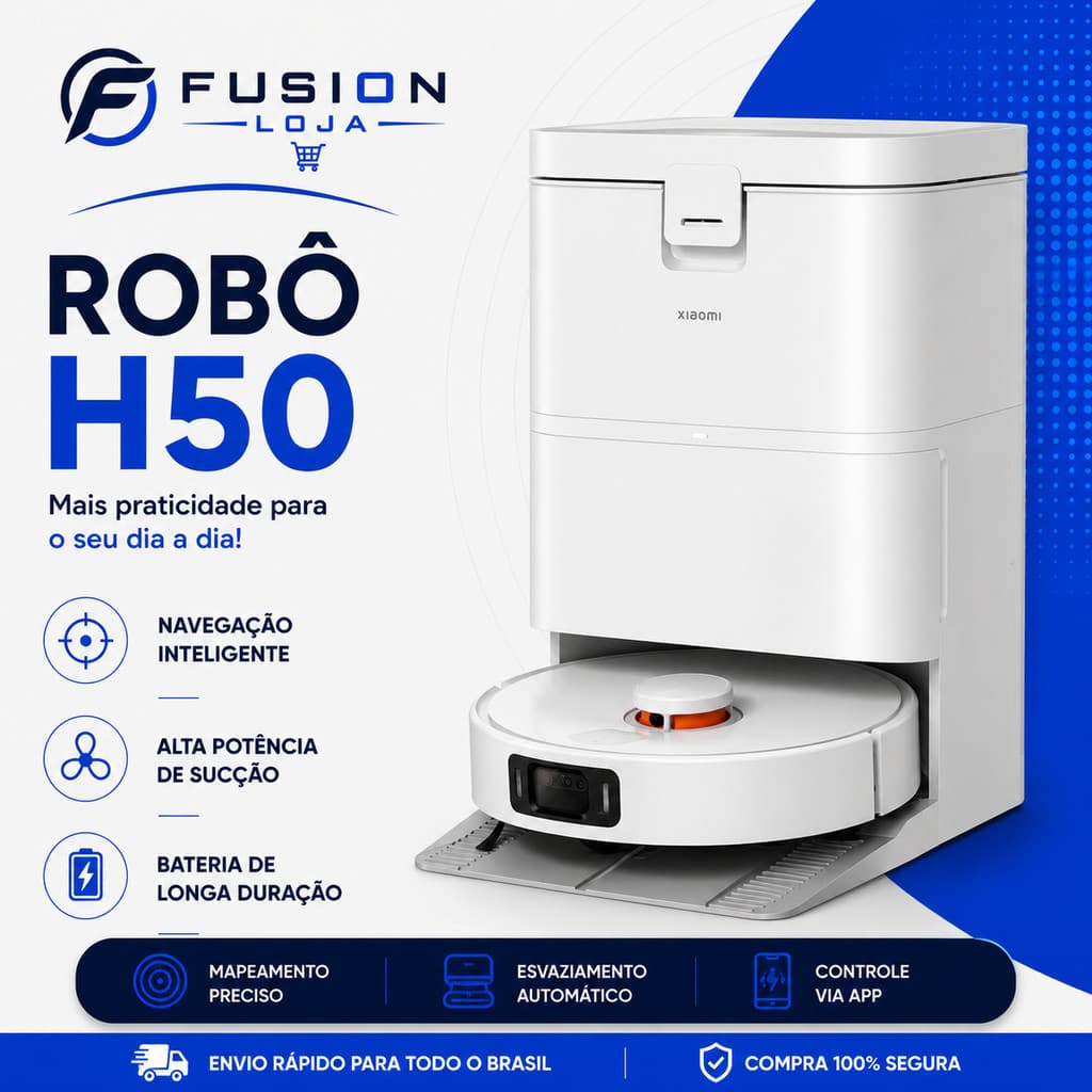 (NEW) Robô Aspirador Vacuum H50 Mop Giratório Lavagem automática /Estação autolimpante + Poder de Sucção de 10.000 Pa