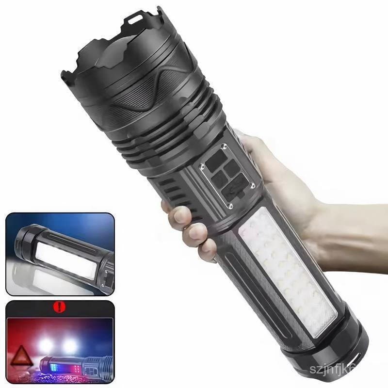 Lanterna Extra Grande MABREGU - Luz Laser Recarregável com Display Digital Inteligente, 5 Modos de Luz Principal e 4 Mod