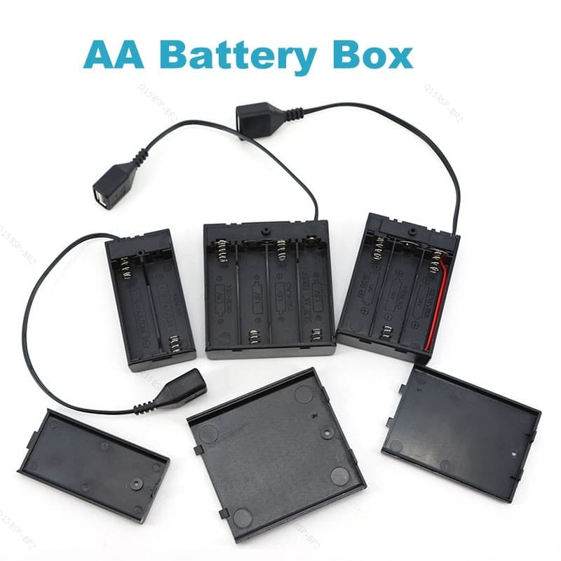 2/3/4 AA Bateria Caso USB Fêmea 3V 4.5V 6V Com Cabo Interruptor Para Blocos De Construção De Luz LED Tampa Da Porta BR15