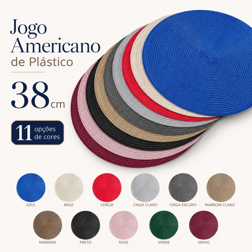 Jogo Americano Redondo 38cm Lugar Americano Sousplat Mesa