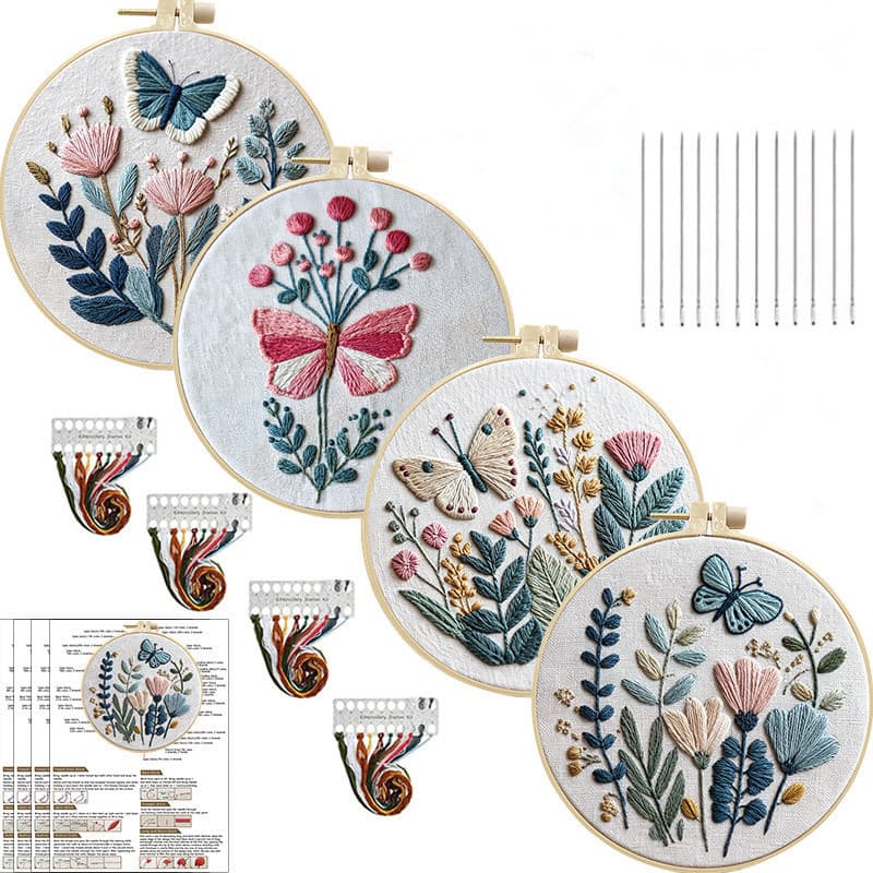 Kit De Bordado Floral 3D , Conjunto De Ponto Cruz Impresso Com Ferramentas De Linha De Aro , Presente De Decoração De Ca
