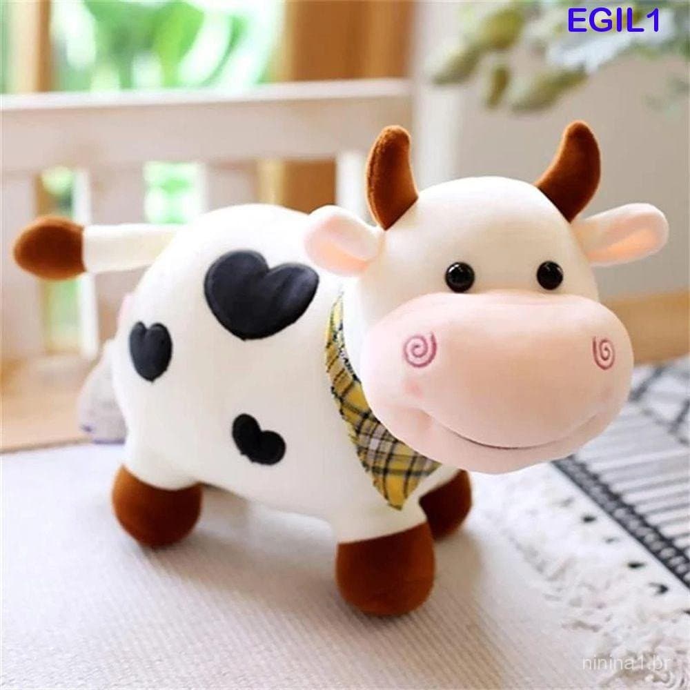 EGIL1 Brinquedo de Pelúcia de Vaca Aniversário Desenho Animado Boneca de Algodão Menina Sorrindo