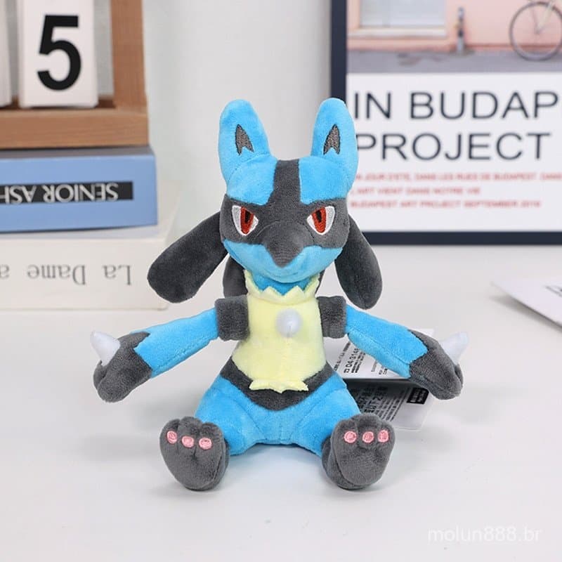 202515.5cm Brinquedo de Pelúcia Anime Pokémon Lucario Sentado, Boneco Almofada, Monstro de Bolso Anubis, Boneco Macio