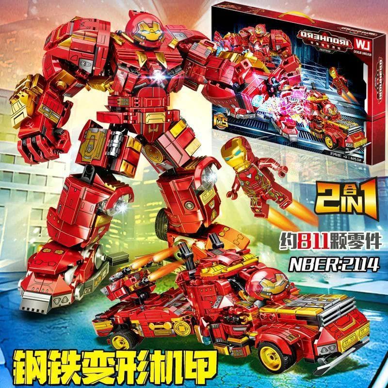 2026 novo estilo compatível Lego blocos de construção super-herói homem de ferro Anti-Hulk blindado Mecha montagem brinq