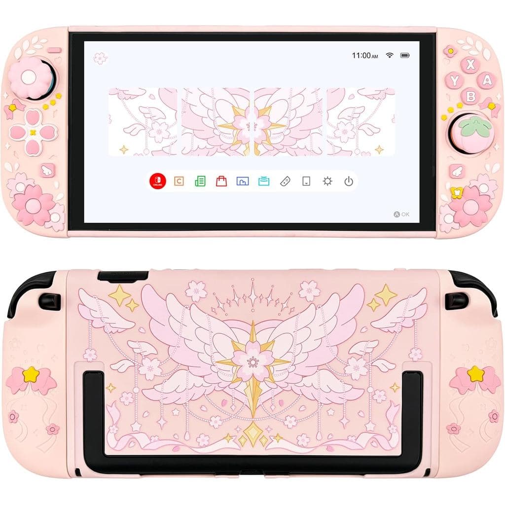 Capa Protetora para Nintendo Switch 2, Capa Traseira Rígida / 2 Capas de Silicone Antiderrapantes para Controladores / 2