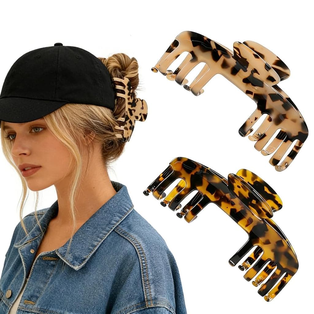 2 Pcs Hat Claw Clips for Women, Large Claw Clip for Hat & Baseball Cap Friendly Hair Clips, Cap Clips for Hair And Baseb