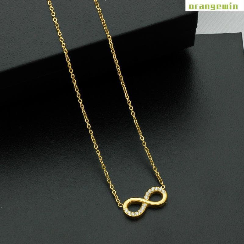 Colar Pingente Símbolo Infinito em Ouro 18K - Joia de Zircônia Hipoalergênica para Mulheres Presente 7GQ8