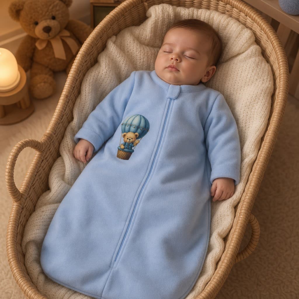 Saco de Dormir Casulo para Bebê  Com Zíper Pijama Manga Longa para Menino ou Menina Inverno