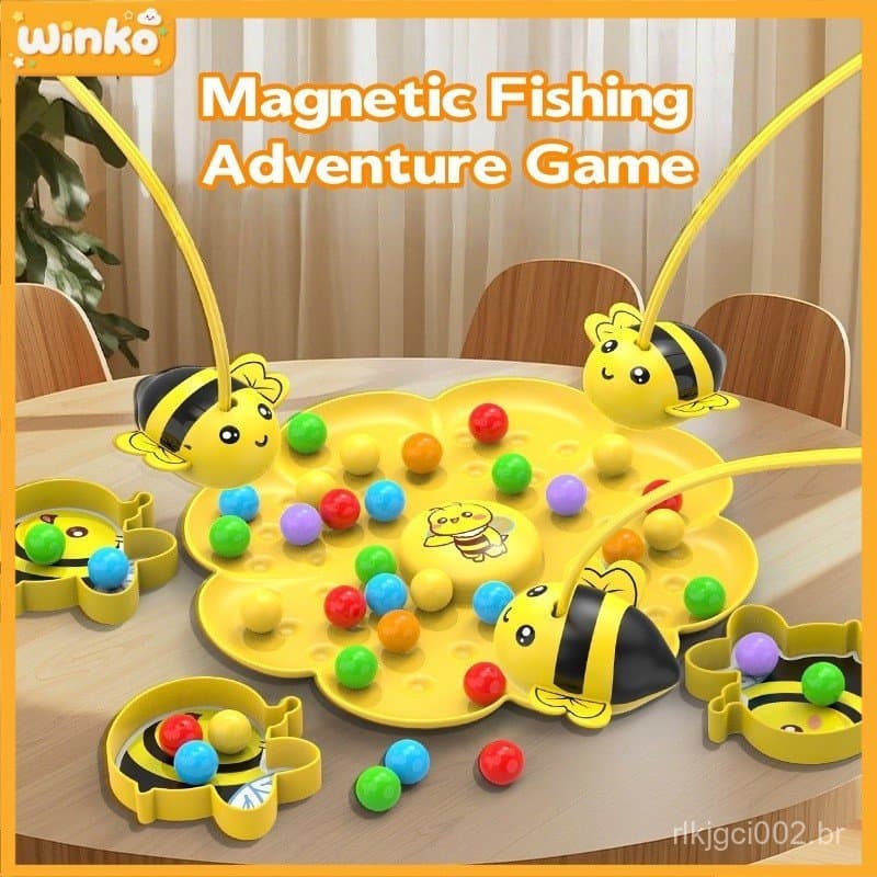 [Quente] Jogo De Aventura De Pesca Magnética | Tema Colorido De Abelhas E Pérolas Brinquedo De Estratégia Educacional Ta
