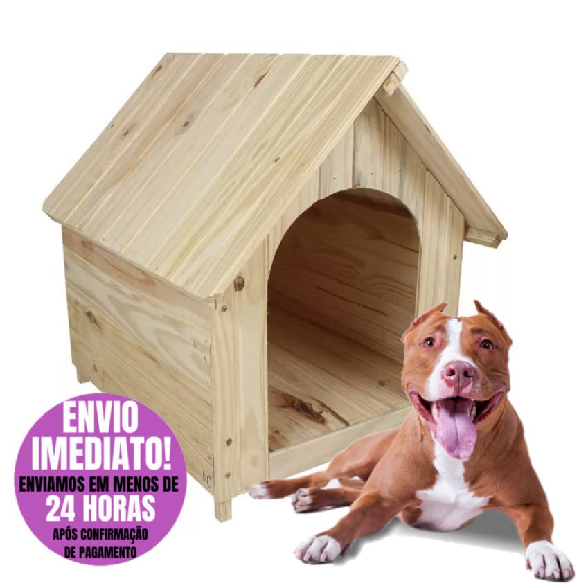 Casa Casinha de Madeira N6 Para Cachorro Cães Porte Grande de Madeira Pinus Pittbull Rottwailler Pastor Alemão