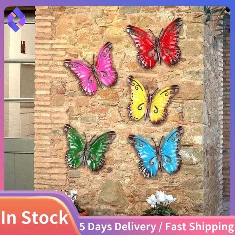 3D Metal Borboleta Quintal Decoração Oco Para Fora Jardim Grande Decorativo Arte Da Parede Cerca Escultura Ornamento Col