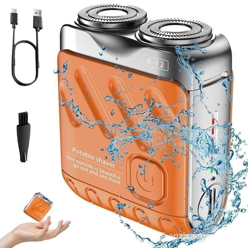 Mini barbeador elétrico masculino R-12, mais vendido, barbeador elétrico portátil com estojo de viagem, recarregável por
