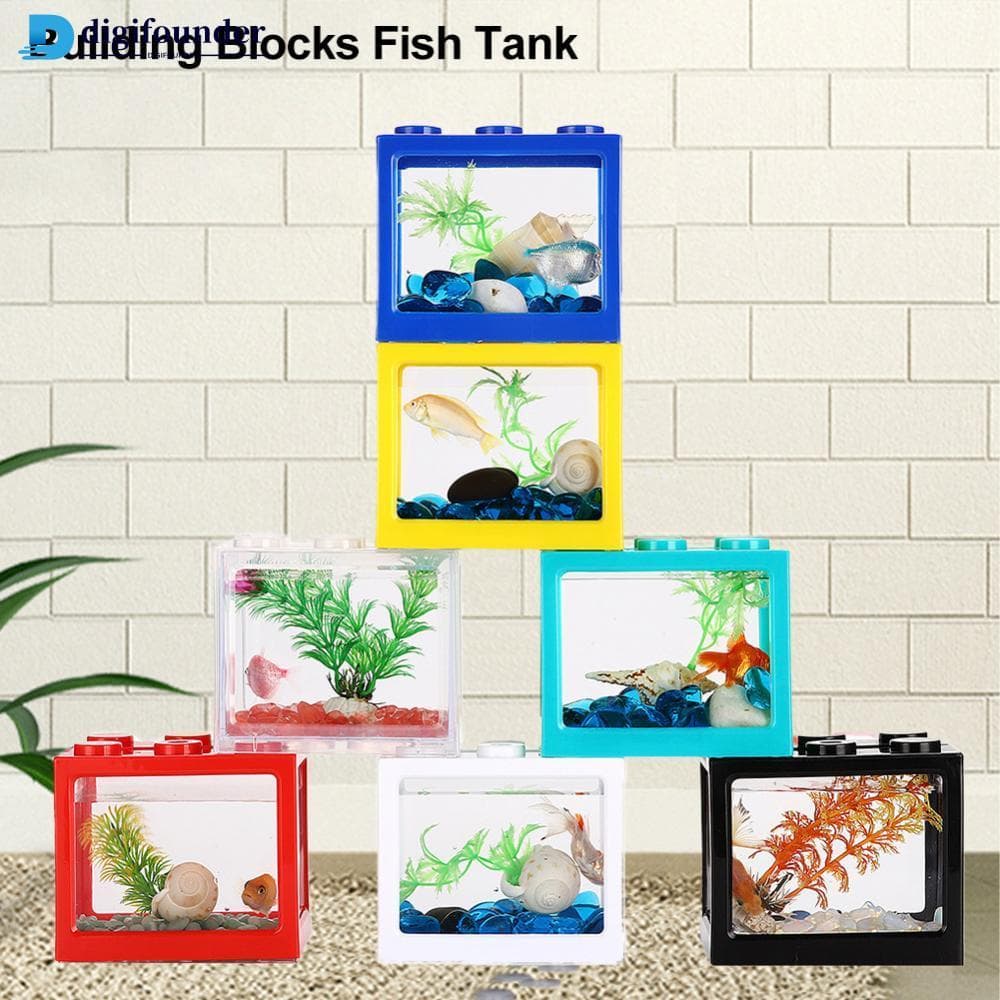 DFR 1Pc Multicolorido Tanque De Aquário Presente Empilhável Bloco De Construção Betta Gaiolas De Peixes Ornamentais Mini