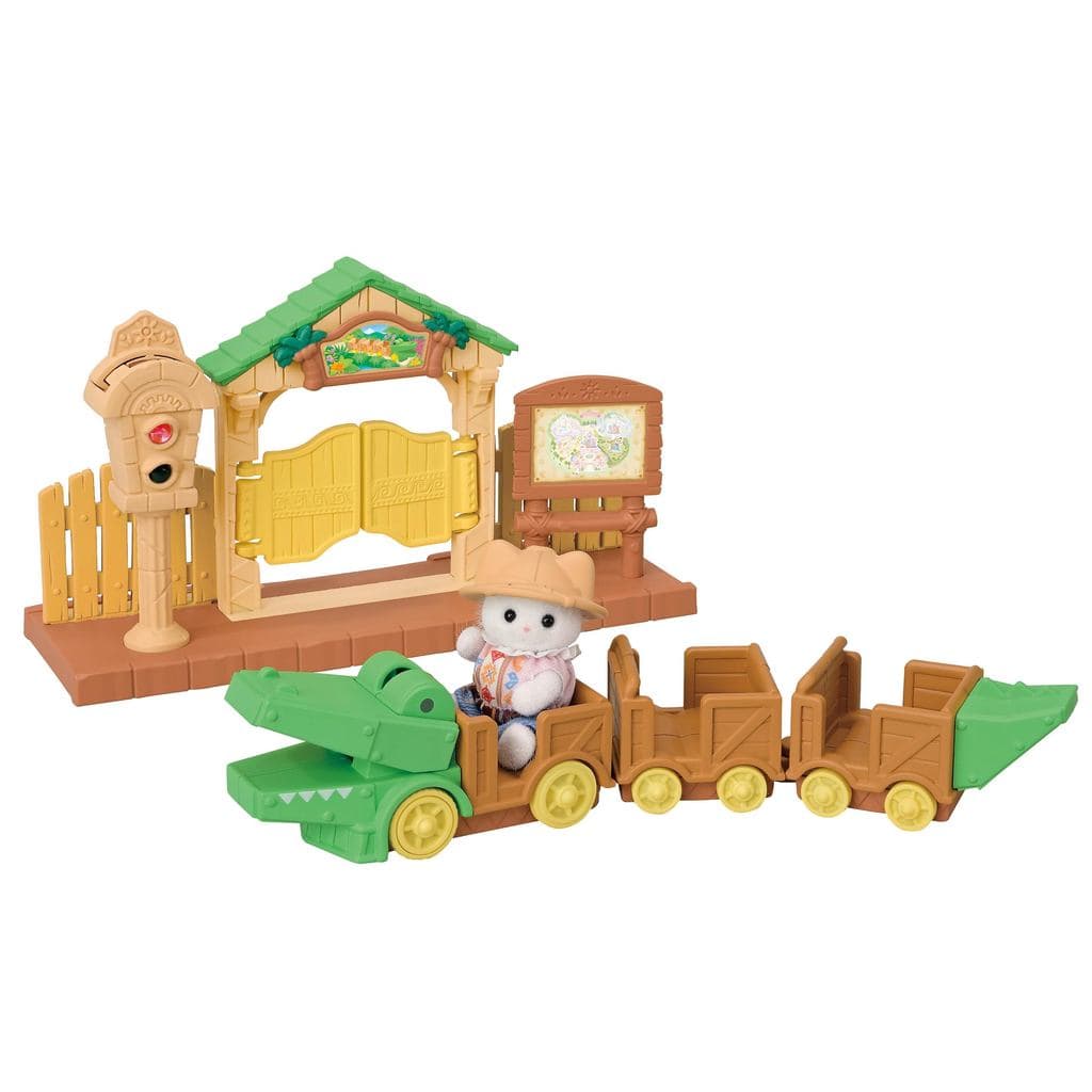 【IMPORTANTE: ENTREGA 20+ DIAS】Conjunto de Boneca e Mobília Sylvanian Families [Trem Crocodilo Emocionante] KO-83