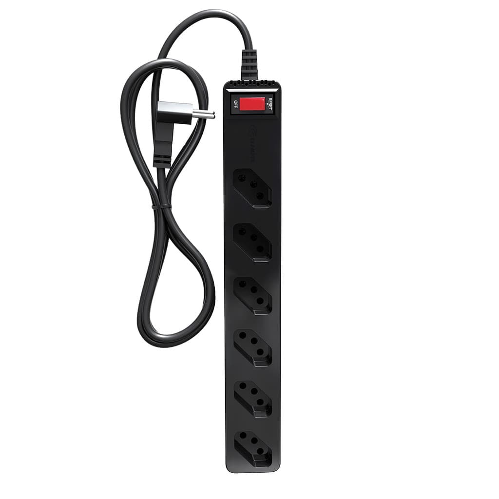 iCLAMPER Energia 6 Tomadas LCF Preto Filtro de Linha e Protetor Elétrico DPS Bivolt