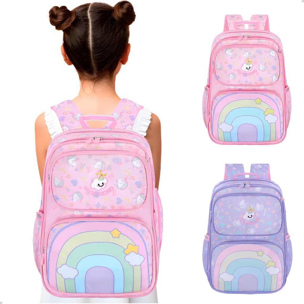 Mochila Infantil Grande Bolsa Escolar Moda Colorida Meninas Delicada Espaçosa