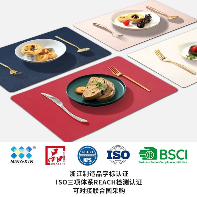 Simples colorido PVC imitação de couro placemat impermeável Oilproof tapete de mesa engrossado isolamento térmico Hotel