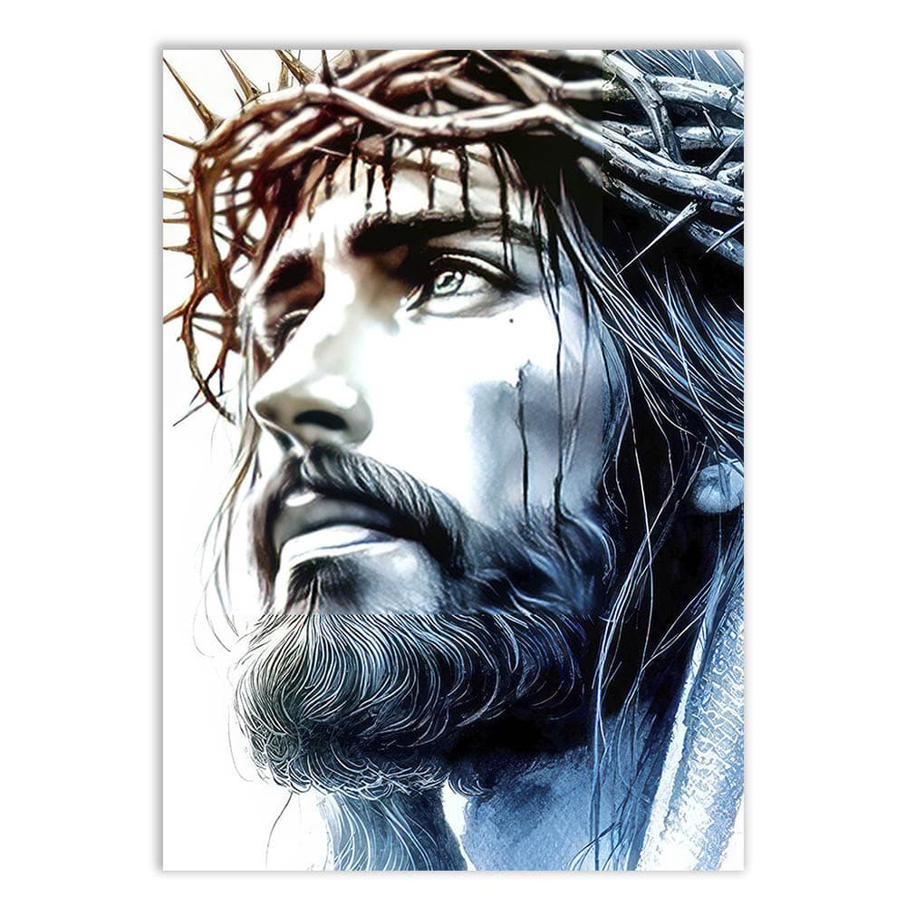 Placa Quadro Decorativo Placa Jesus Cristo Coroa Ilustração Preto Branco Quadro Decorativo Decoracao Sala Quarto Parede