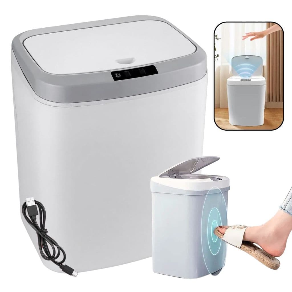 Lixeira Sensor Automático Inteligente Abre Fácil Cesto Lixo Banheiro Cozinha Escritório 15L