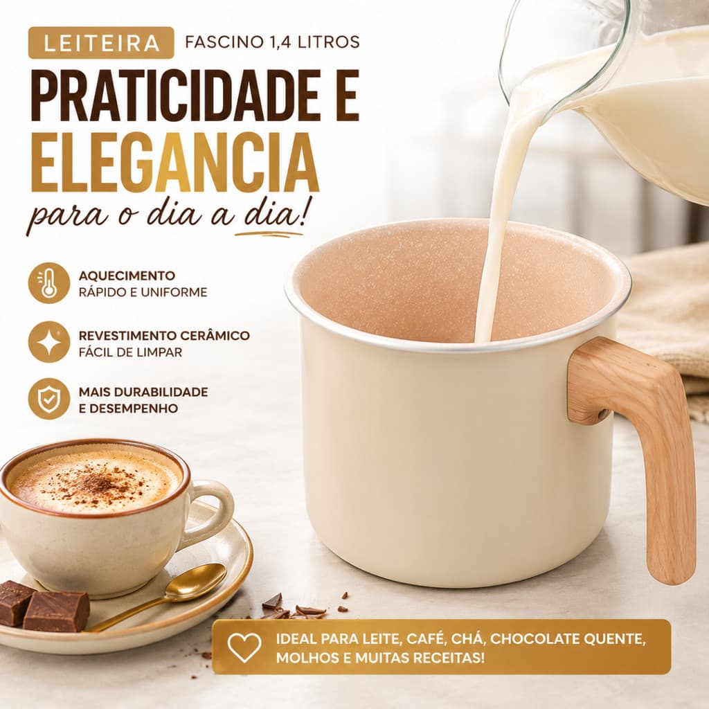 Fervedor Canecão Leiteira Antiaderente Para Água Leite e Chá Revestimento Interno Ceramica Alta Qualidade