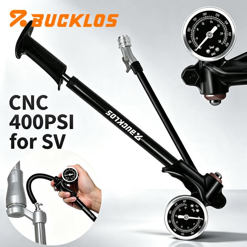 BUCKLOS 400PSI CNC Portátil Mini Bomba Leve Bicicleta Garfo De Ar Precisa MTB Para Válvula Schrader