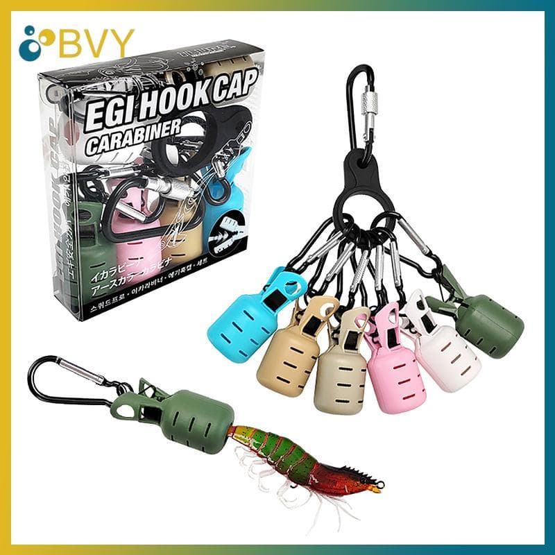 BVY Lula Gabarito Isca Protetor Kit 6 Pçs Webfoot Polvo Egi Ganchos Capa Choco Guarda-Chuva Boné Com Mosquetão Conto De