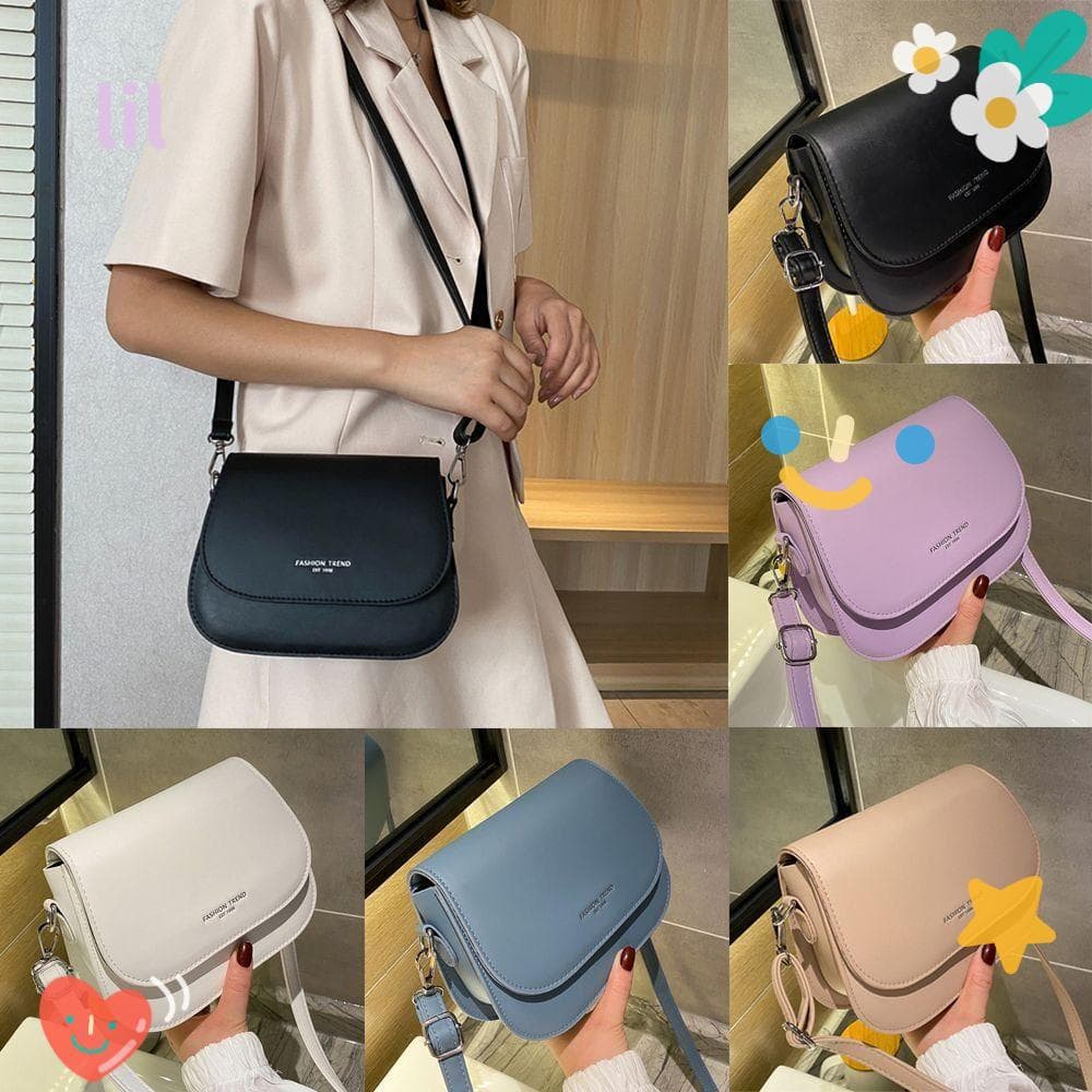 Bolsa De Ombro LIL , Crossbody De Couro PU De Cor Sólida Mensageiro Com Aba Ajustável De Grande Capacidade