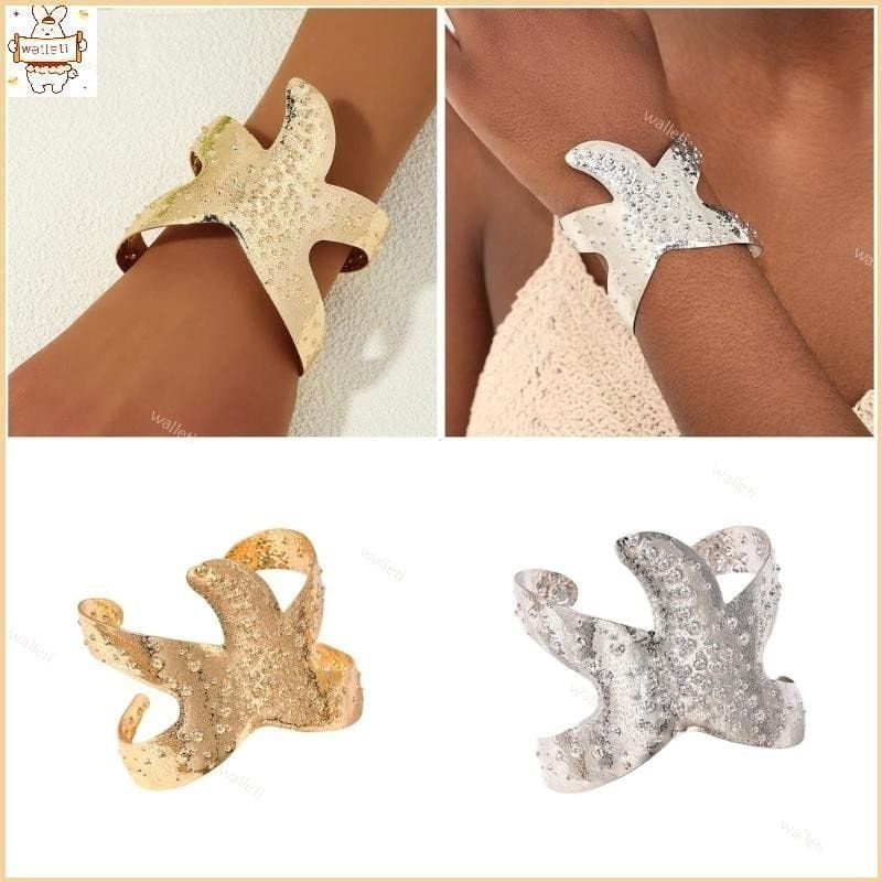 Pulseira Feminina Elegante Estrela Do Mar Dourado Acessório Portátil Para Férias Praia E Uso Casual D