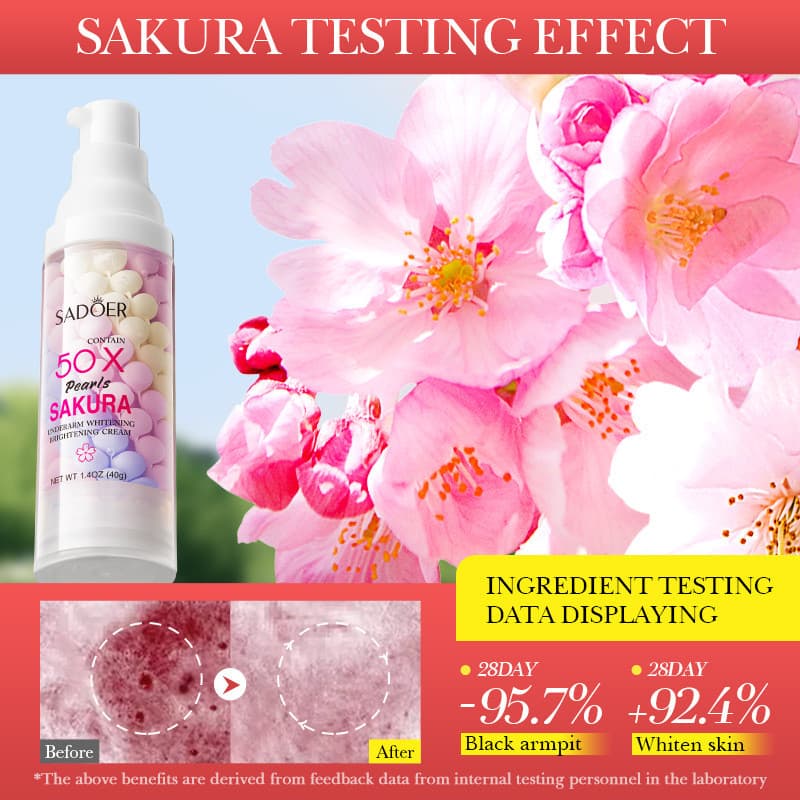 Loção corporal SADOER Sakura Pearl para clareamento e brilho das axilas, produto de cuidados com a pele para vendas inte