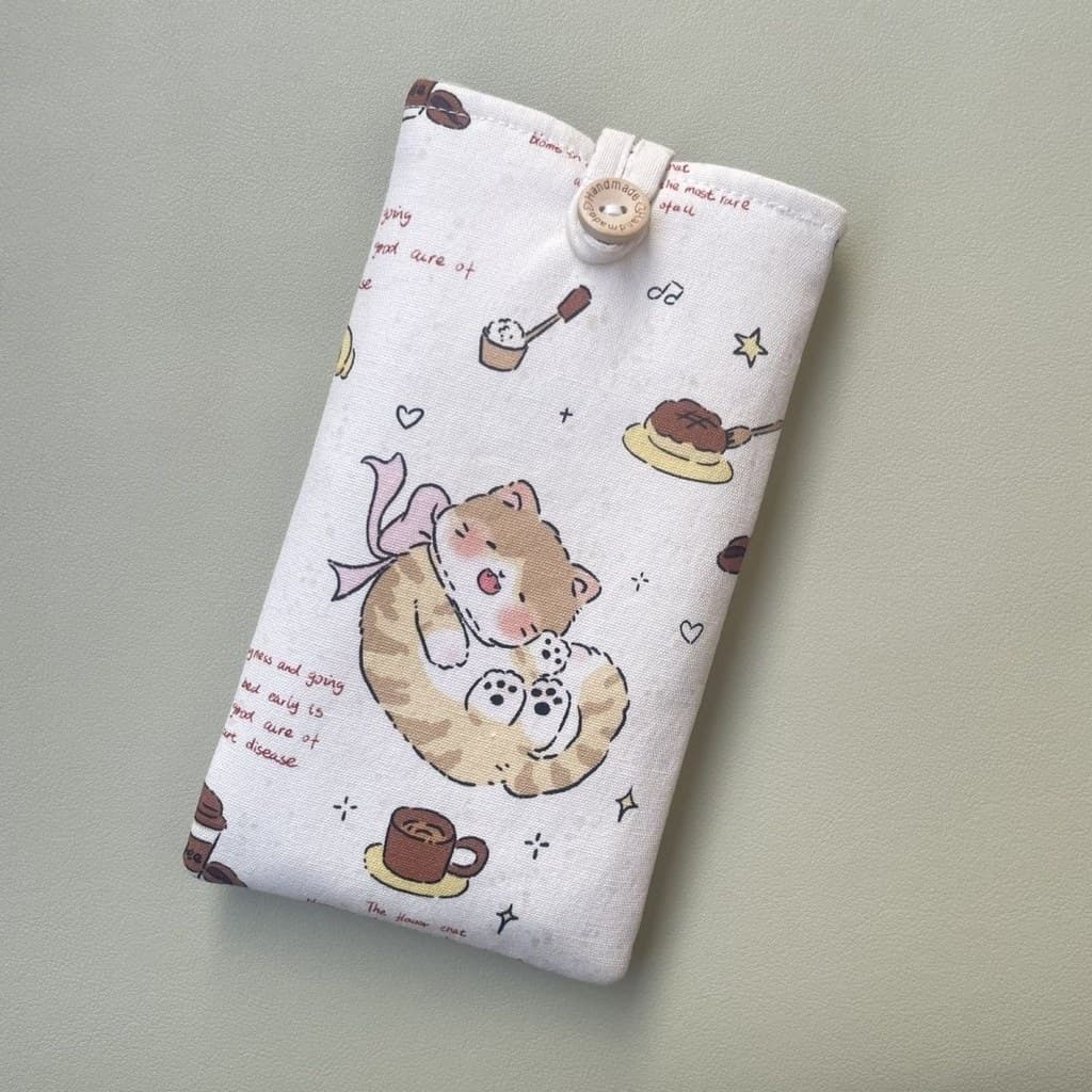 Bolsa Vertical de algodão estampada à mão para celular, capa protetora japonesa simples acolchoada para armazenamento de