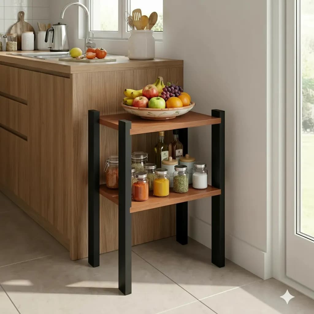 Prateleira Organizadora Para Cozinha Nicho Mesa Mdf Nature