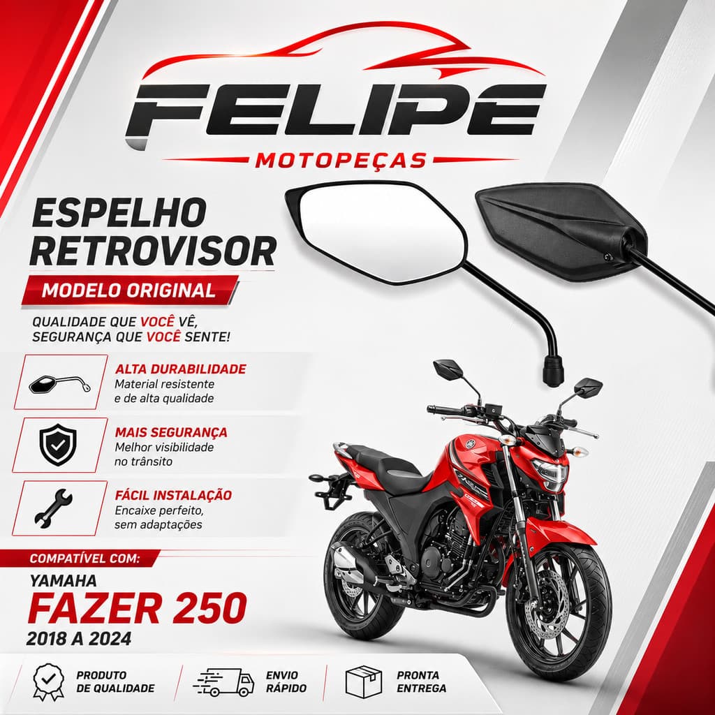 Espelho Retrovisor YAMAHA Fazer 250 Lander 250 Fz 25 Fazer 150 Factor  2021