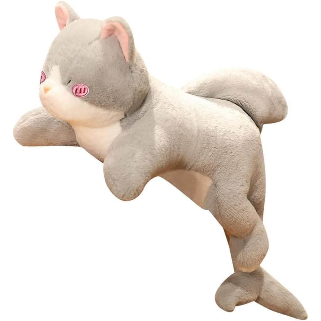 Almofada de Pelúcia de Gato Hofun4U com Cauda de Tubarão - Animal de Pelúcia Tubarão - Almofada Longa de Gato de 27 pole