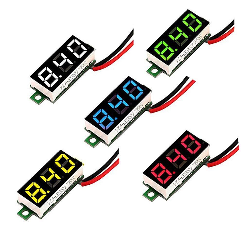 Testador de Voltagem MCIGICM, Mini Voltímetro Digital DC de 2.5V-30V com Display LED de 0.28 polegadas (5 Peças) YEEA