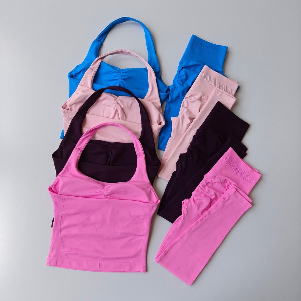 Macacão de Yoga Halter Europeu-Americano, conjunto esportivo de fitness, conjunto profissional para treinamento de Pilat