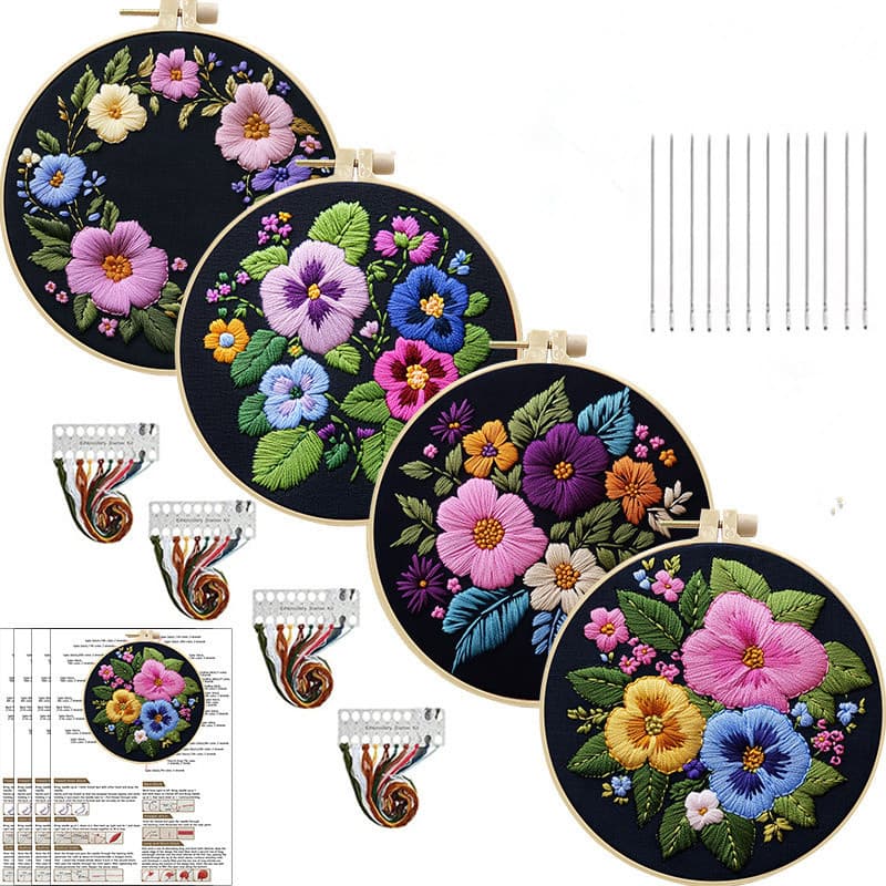 Kit De Ponto Cruz Bordado De Flores Padrão Floral DIY Com Aro Adulto Iniciante Zero Básico Hobby Criativo Decoração De C